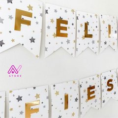Banderín Felices Fiestas con estrellas