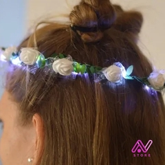 Imagen de Corona de flores led Rosa