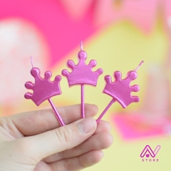 Velas Corona x5 Fucsia, dorado y plateado - AN Store