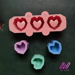 Molde de silicona Maceta corazon x3