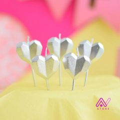 Velas Corazon x5 Dorado, plateado o fucsia