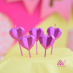 Velas Corazon x5 Dorado, plateado o fucsia en internet