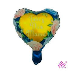 Corazón azul Feliz Día Mama con flores 10" - comprar online