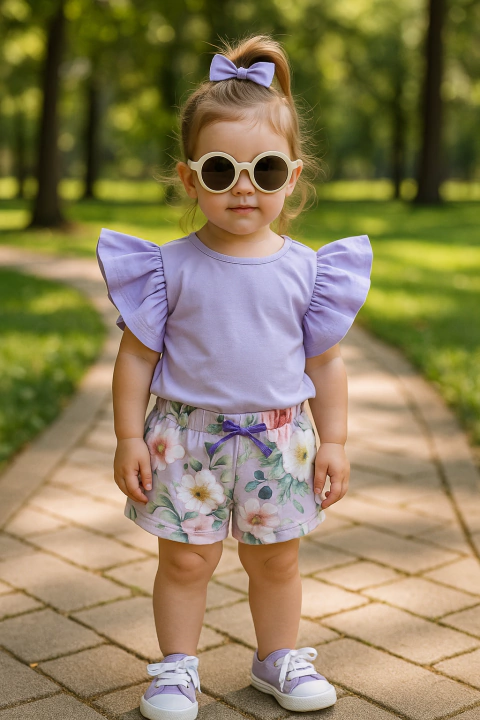 Remera volados lila - comprar online