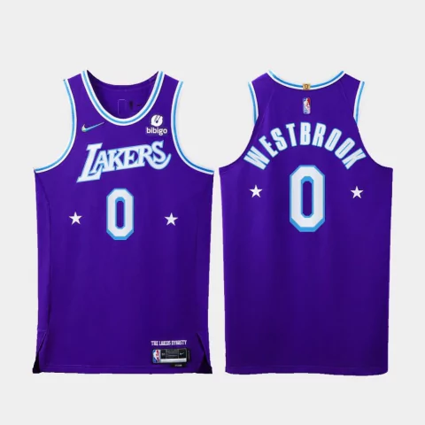 Regata NBA - Nike - AUTHENTIC 75º Aniversário- Lakers- 21/22 Westbrook #0 Roxa
