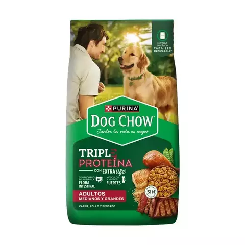 DOG CHOW ADULTO TRIPLE PROTEÍNA MEDIANO & GRANDE 20 Kg