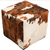 Puff de Couro Liso Laranja 35x40cm - Woods Gramado - Casa e Decoração