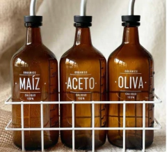 Set 3 aceiteras con canasta