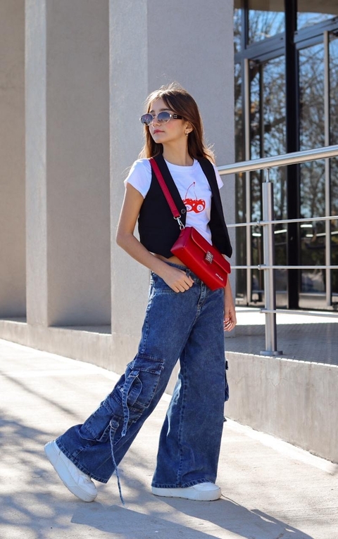 Jeans Wide Cargo Índigo