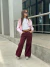 Pantalón jeans wide bordo - comprar online