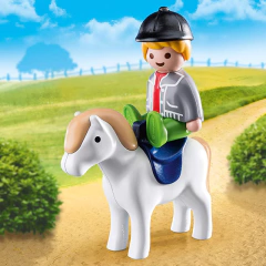 PLAYMOBIL 1.2.3 JINETE CON CABALLO 70410 - comprar online