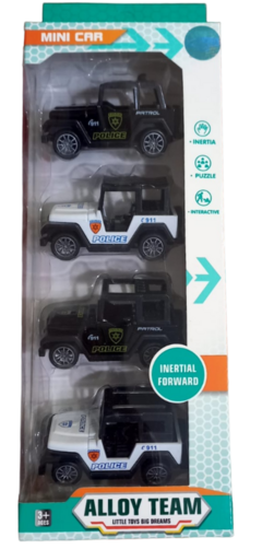 MINI CAR SET JEEP DE POLICIA x4 ALLOY TEAM
