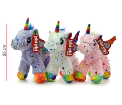 UNICORNIO PARADO CON ESTRELLAS BRILLANTES 25 CM