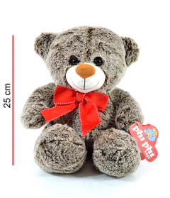 OSO PIEL CON/ MOÑO 25 CM - Juguetería Aladino