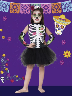 DISFRAZ CALAVERA MEXICANA TALLE 2 - comprar online