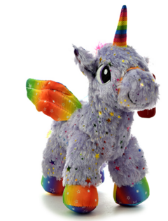 UNICORNIO PARADO CON ESTRELLAS BRILLANTES 33 CM - Juguetería Aladino