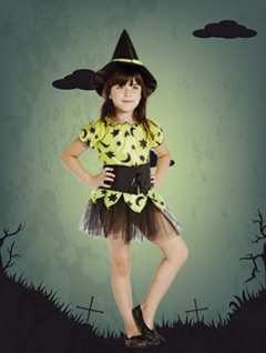 DISFRAZ BRUJA AMARILLA FLUO TALLE 1 - comprar online