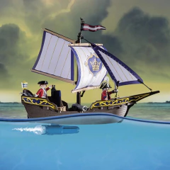 Imagen de PLAYMOBIL - PIRATAS EL BARCO DE SOLDADOS DE CAPA ROJA 70412
