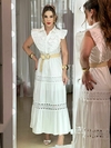 Vestido Mabel Babado e Guipir Botao Longo