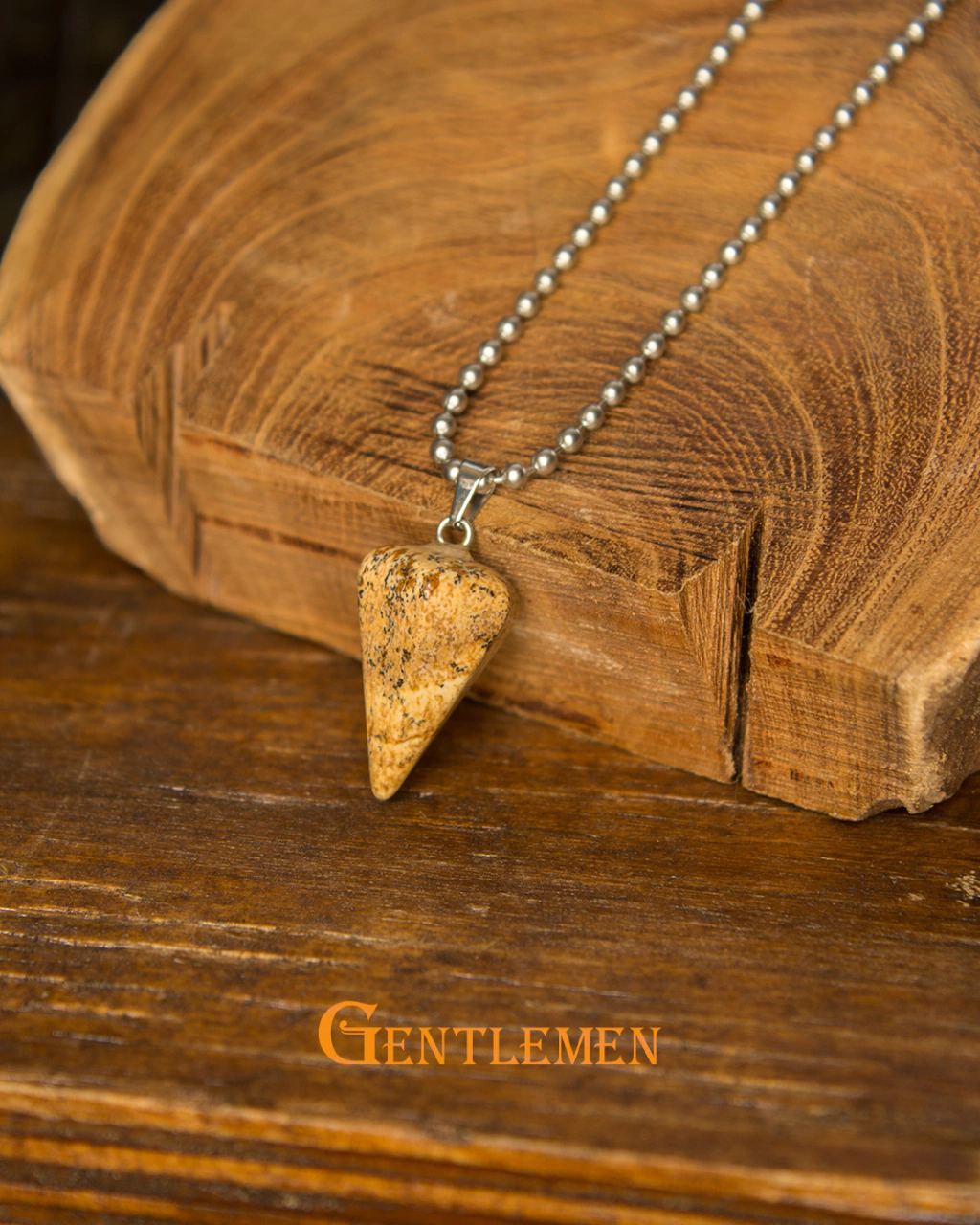 Collar y Piedra Jaspe Madera Péndulo