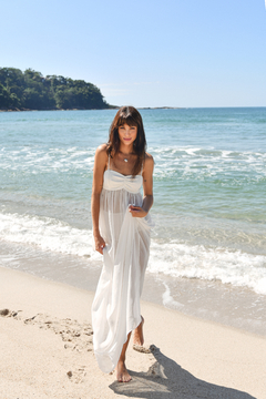Vestido Longo com Transparência - Off White