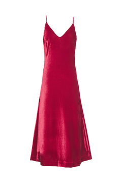 Vestido Veludo Midi - Framboesa