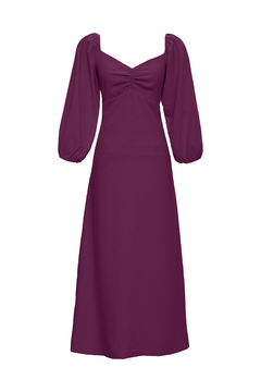 Vestido Midi Manga Bufante - Roxo Figo