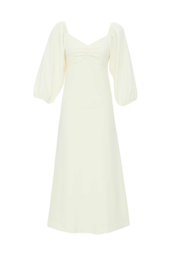 Vestido Midi Manga Bufante - Off White - comprar online