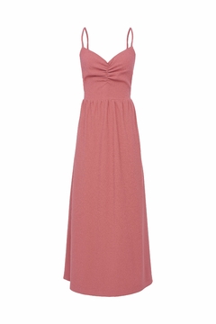 Vestido Alcinha com Franzidos Midi - Rosê