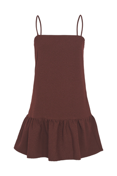 Vestido Curto com Babado - Marrom - Fernanda Gardini