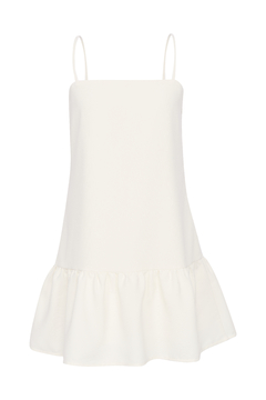 Vestido Curto com Babado - Off White - loja online