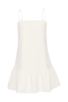 Vestido Curto com Babado - Off White - loja online