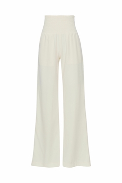 Calça Lastex Reta em Crepe - Off White - Fernanda Gardini