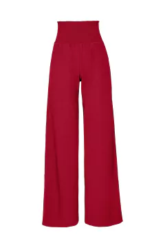 Calça Lastex Reta em Crepe - Vermelho