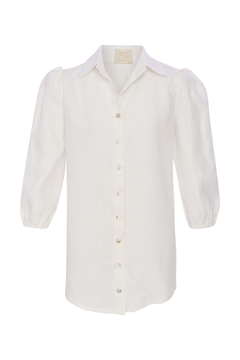 Camisa em Linho Manga Bufante - Off White
