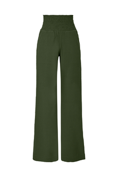 Calça Lastex Reta em Crepe - Verde Escuro - Fernanda Gardini