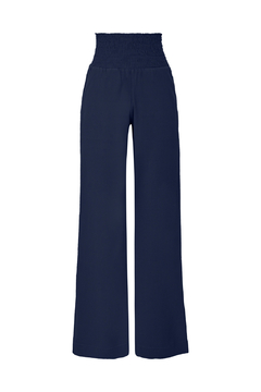 Calça Lastex Reta em Crepe - Azul Marinho - Fernanda Gardini