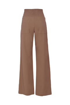 Calça Lastex Reta em Crepe - Mocha - Fernanda Gardini