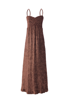 Vestido em Veludo Plissé - Marrom - comprar online