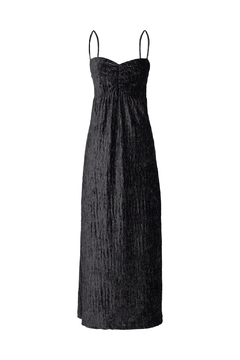Vestido em Veludo Plissé - Preto - comprar online