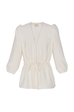 Blusa Manga Bufante com Amarração - Off White - Fernanda Gardini
