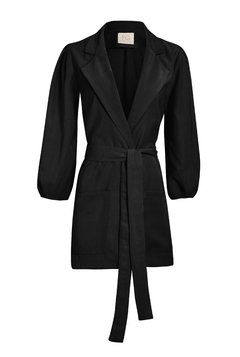 Blazer com Faixa e Manga Bufante - Preto