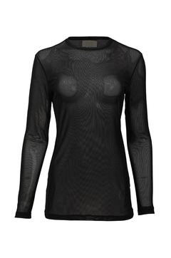 Blusa Tule Manga Longa - Preto