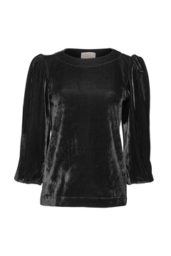 Blusa Veludo Manga Bufante - Preto
