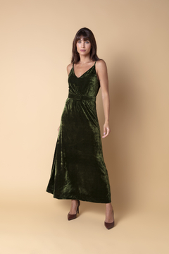 Vestido Veludo Midi - Verde