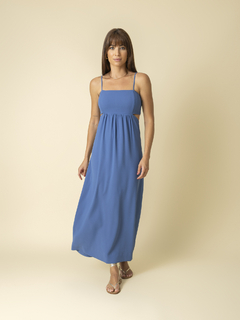 Vestido com Abertura Lateral - Azul - comprar online