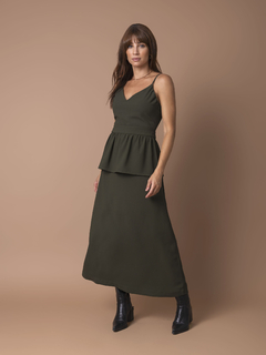 Saia Crepe Peplum - Verde Escuro - comprar online