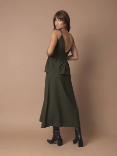 Saia Crepe Peplum - Verde Escuro na internet