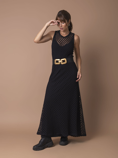 Vestido em Tela sem Manga - Preto - loja online