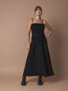 Vestido Lastex em Veludo Suede - Preto - comprar online